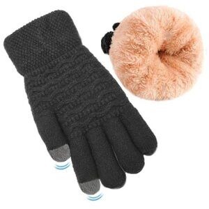 Womens Winter Touchscreen Gloves Cable Knit Fleece Lined Thermal Warm